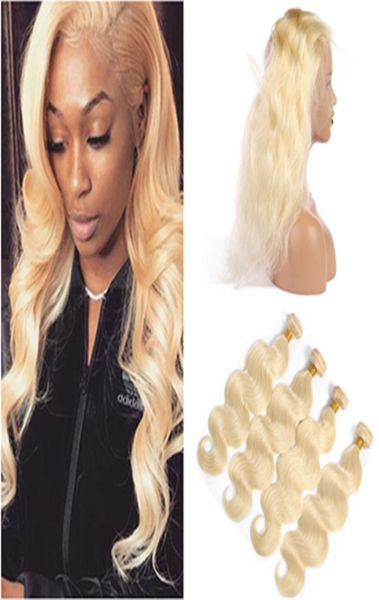 

russian blonde bundles with 360 frontal 613 bleach blonde body wave human hair 360 full lace closure 225x4x2quot with weaves 48105602, Black;brown