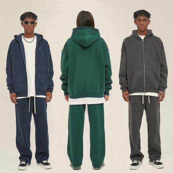 

men's hoodies sweatshirts oversize zipper everyday hoodie for men hip hop raglan fleece autumn winter streetwear 230811, Black