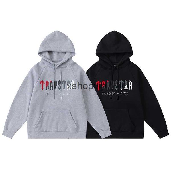 

trapstar brand tracksuit classic embroidery mens hoodie sportswear men's warm set loose trapstar hoodies sweatshirt jogging designers c, Black