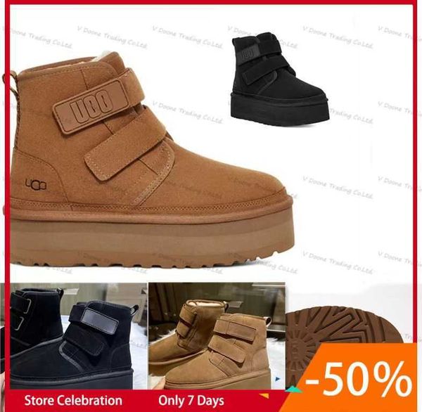 

aus winter snow boots designer winter boot ugglies australia classic women men booties brand ankle platform boot ultra matte sheepskin uggit, Black