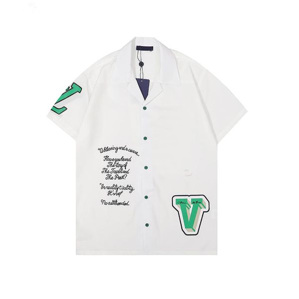

22ss luxury designer shirts mens fashion geometric print bowling shirt hawaii floral casual shirts men slim fit short sleeve dg17 2489, White;black