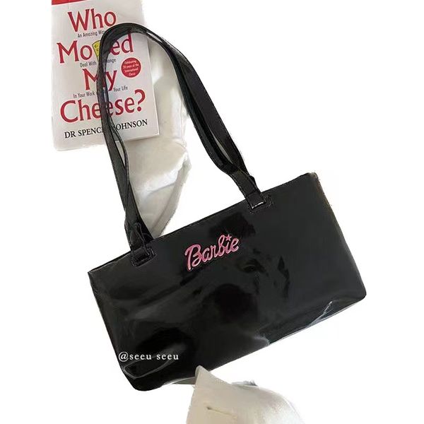 

barbie girl shiny face shoulder bag for women's minority design bag 2023 new handbag horizontal underarm stick bag