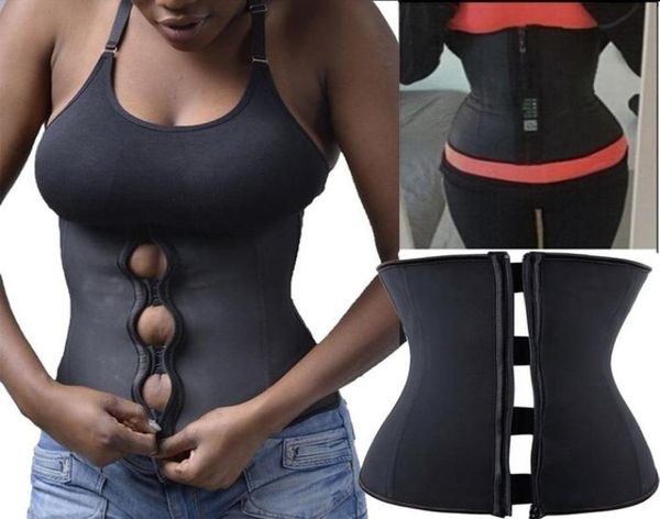 

fashion rubber latex waist trainer corset and bustiers underbust waist cincher zipper and hooks sheath shapewear clip cincher6446109, Black;white