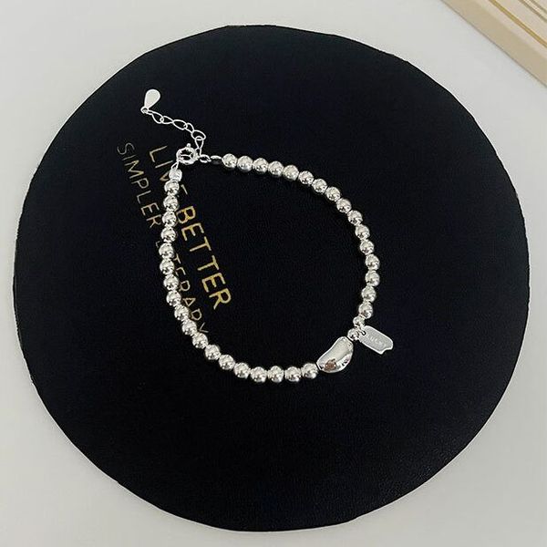 

women's fashion classic bean-shaped bracelet s925 sterling silver lucky bead bracelet simple premium holiday gifts, Black