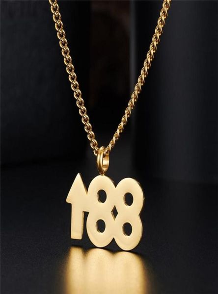 

male titanium steel necklace 88 up rising pendant simple number dangle chain jewelry gifts chains8691389, Silver