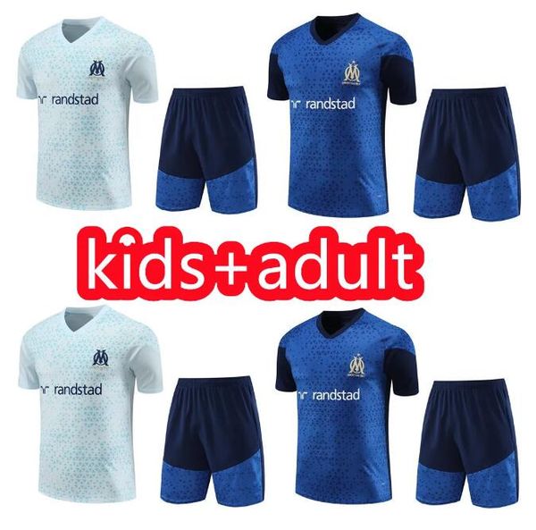 

2023 24 kids marseilles trascksuit payet soccer jersey men training suit 23/24 olympique de marseilles survetement maillot foot short sleeve, Black