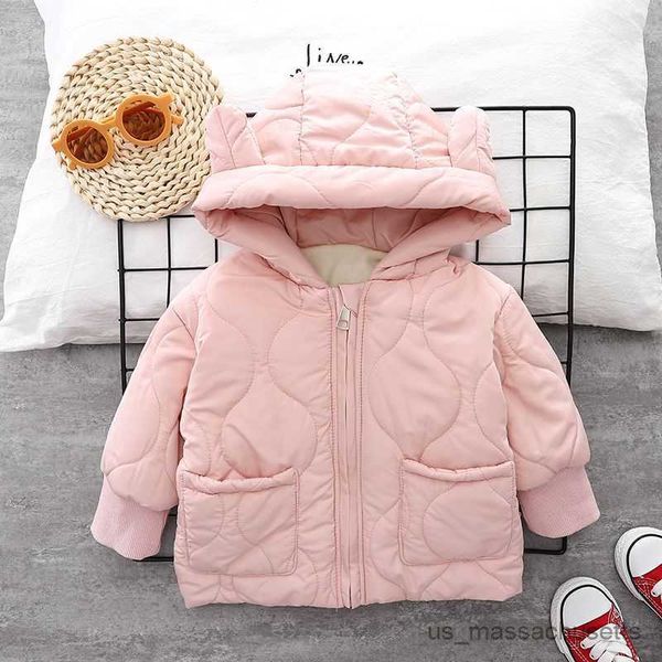 

jackets baby girls boys winter hooded coats lining thick warm casual coat jacket children overcoats clothes outfits r230812, Blue;gray