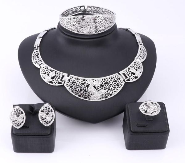 

vintage african beads jewelry sets collar pendant necklace earrings painting imitated crystal wedding bridal pendant accessories8833908, Slivery;golden