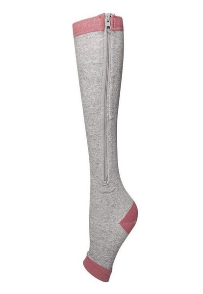 

zipper compression socks for women men open toe easy on0127884357, Black