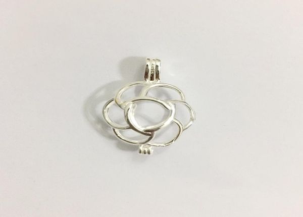 

925 silver rose locket cage can hold a pearl gem bead pendant mounting sterling silver hollow rose flower pendant fitting6951946