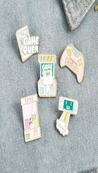 

game over enamel brooches pin for women girl fashion jewelry accessories metal vintage brooches pins badge whole gift8701276, Blue