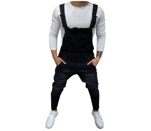 

men039s jeans ripped jumpsuits hi street distressed denim bib overalls for man suspender pants size s3xl 20218720495, Blue