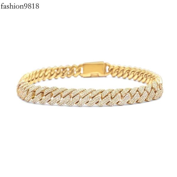 

hip hop jewelry 8mm moissanite vvs diamond cuban link chain bracelet, Silver