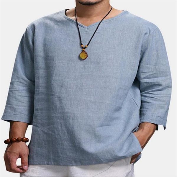 

men's casual shirts european american clothing linen 2022 style loose camisas para hombre276v, White;black