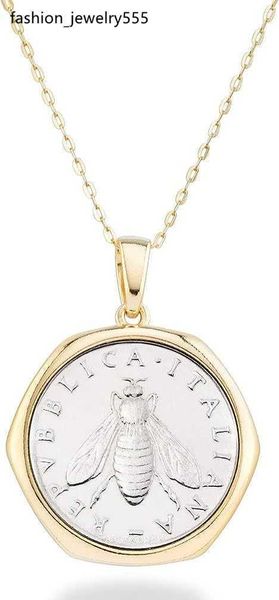 

strands strings miabella 18 k gold sterling silver italian real 2-lira bee coin vintage pendant necklace women's 18 "chain 925 mad, Black
