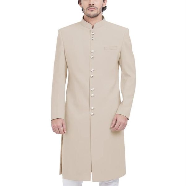 

men's suits & blazers formal long men coat elegant outdoor daily sherwani mandarin collar wedding groom robe dinner banquet p296c, White;black