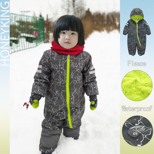 

rompers honeyking children's soft shell overalls plus velvet rompers windproof rainproof jumpsuit waterproof jumpsuit kids warm jumpsui, Blue