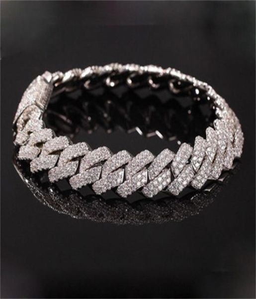 

new arrival personalized gold bling diamond mens cuban link chain bracelet iced out cubic zirconia curb wristband chains jewelry g8134435, Black