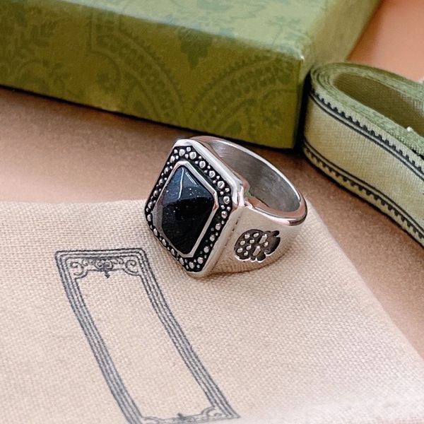 

designer ring fashion women's ring ggsity titanium steel engraved letter pattern lover jewelry narrow ring connected to love stud ring, Silver