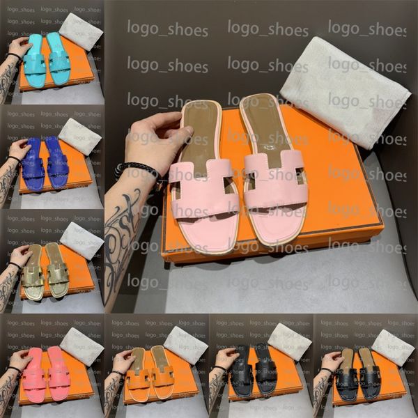 

slipper womens genuine leather slippers designer casual beach shoe sandals fashion flat bottom slides, Black