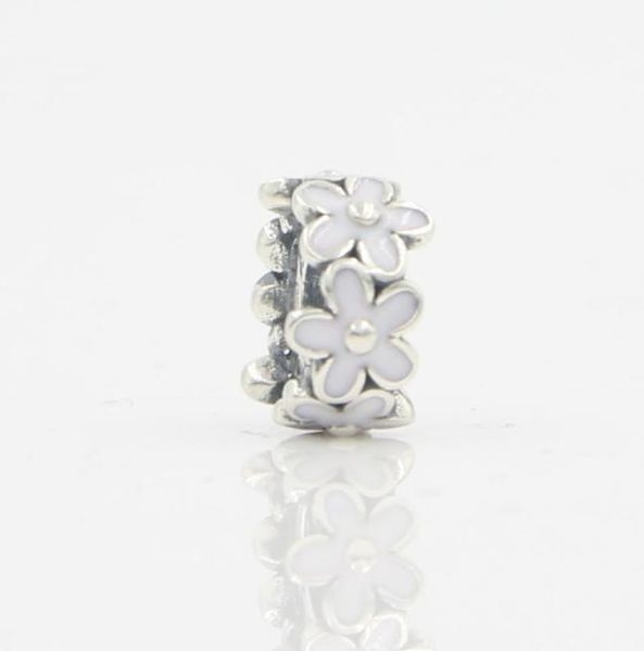 

exquisite s925 sterling silver bead enamel daisy flower charm wheel shaped bead fit luxury bracelet bangle necklace pure silver ac3910253, Black