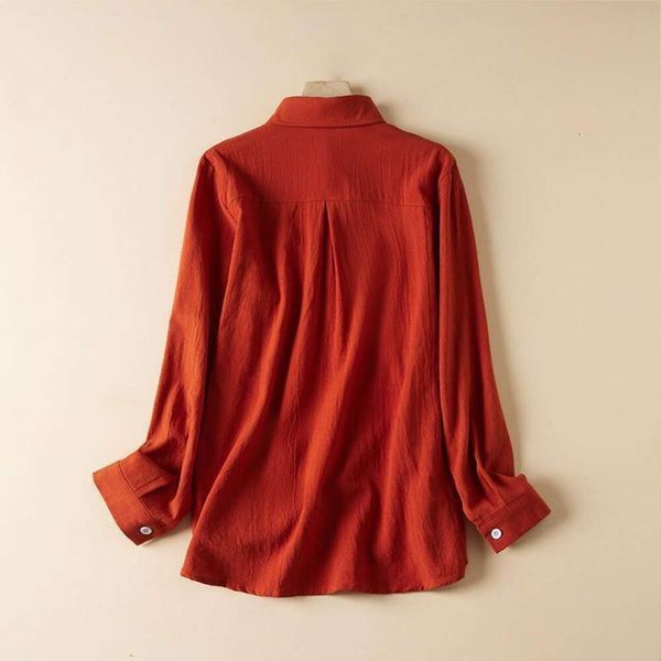 

spring and summer japan korea womens blouses cotton linen long sleeved shirt loose large size all matching top, White