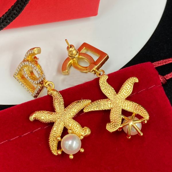 

gold designer earrings starfish diamond earrings pendant pearl earrings jewelry wedding gifts no box, Silver