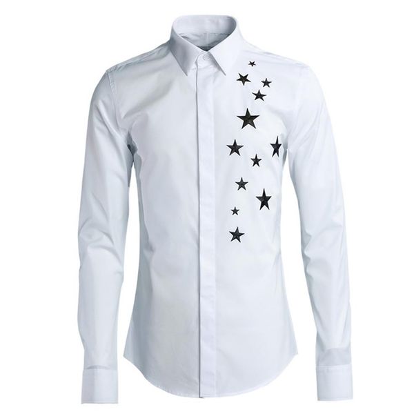 

casual shirt men brand quality fashion solid five star design mens clothes slim camisa masculina plus size dress shirts male256r, White;black