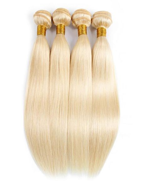 

613 bleach blonde 4 bundles hair extension straight brazilian human hair weaving remy indian peruvian weft6316400, Black