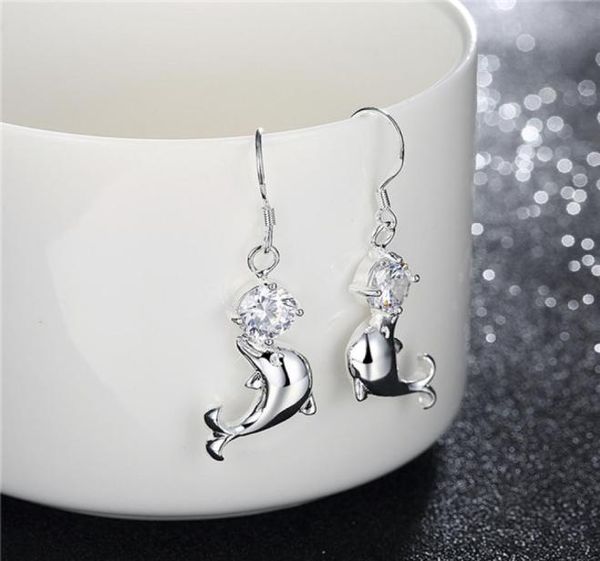 

women039s dolphin sterling silver plated earrings size 43cm13cm dmse270 gift 925 silver plate earring jewelry charm9755073, Golden
