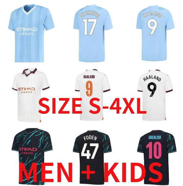 

23 24 haaland soccer jerseys rodrigo kovacic grealish mans cities mahrez fans player version de bruyne foden 2023 2024 football shirt kids, Black;yellow