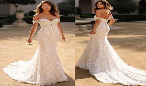 

elegant full lace boho beach mermaid wedding dress backless off shoulder bridal wedding gowns vestido de noiva 845506, White