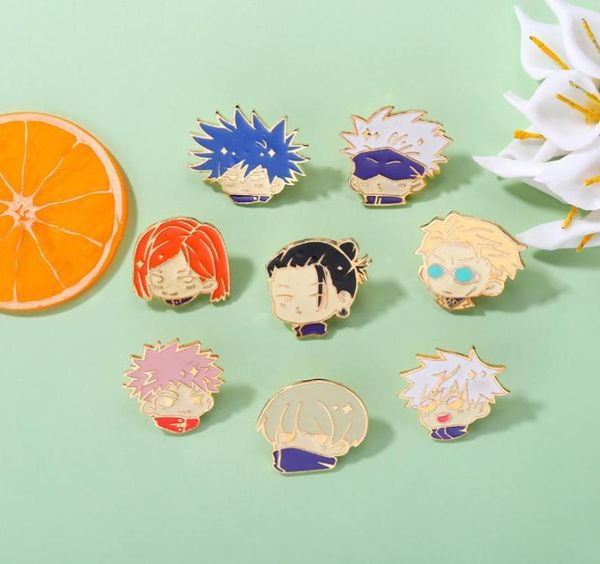 

jujutsu kaisen chibi enamel pins gojo satoru itadori yuji custom brooches lapel badges cartoon funny jewelry gift for friends fact5920591, Blue