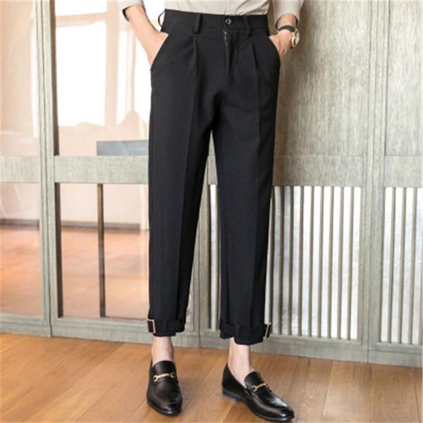 

mens black dress pants korean streetwear trousers for men casual loose fit perfume masculino pantalon costume homme 2020 spring189s, White;black