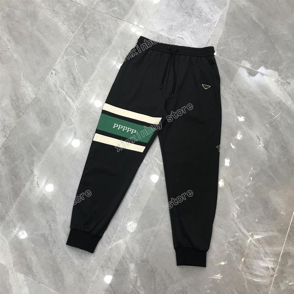 

22ss mens women designer pants metal triangle label green stripe pant men webbing trousers black xinxinbuy s-xl175h