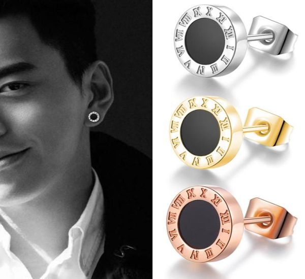 

titanium steel studs earrings for men women fashion brand roman numerals simple statement earring luxury vintage round jewelry nev8843784, Golden;silver
