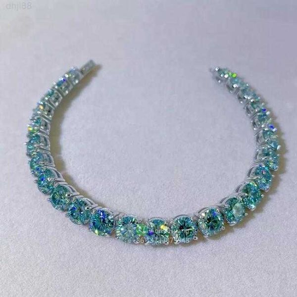 

wholesale fashion 925 sterling silver big 6.5mm vvs blue green moissanite diamond tennis bracelet for women