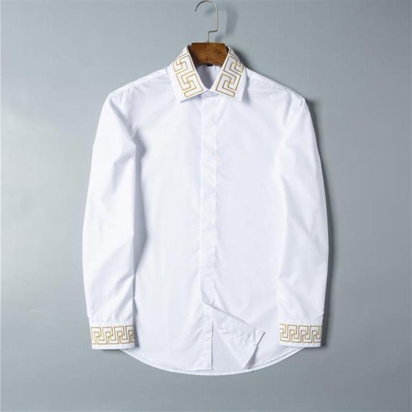 

luxurys designers whole mens dress shirts solid slim long sleeve brand working clothing chemise homme camisa social masculina 273a, White;black
