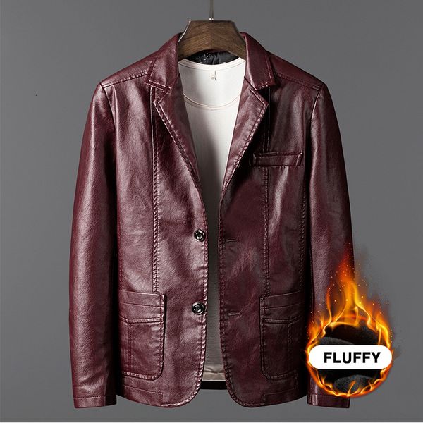 

men's jackets leather jacket men fashion autumn winter plus velvet thickening men's coat business slim quality brand motorcycle 23, Black;brown