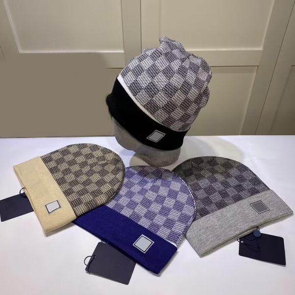 

luxury bonnet for woman trendy designer hat men cotton printing soft wear comfortable casquette chic popular with check fashion beanies ins, Blue;gray