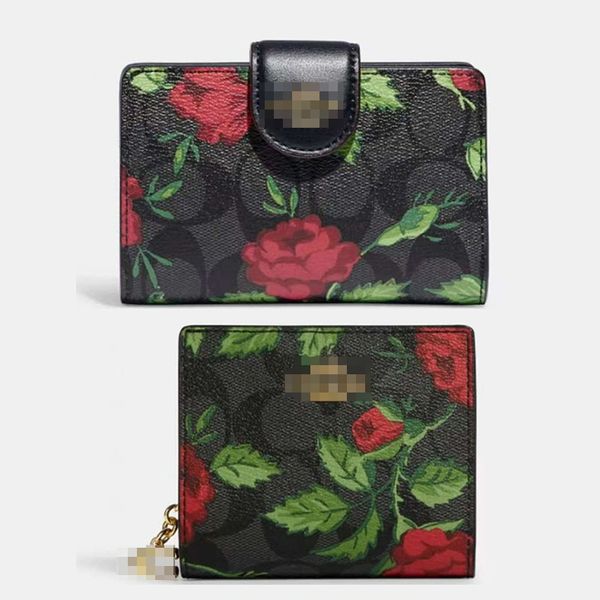 

women floral coin purse mature short wallet zipper wallet spot 858, Red;black