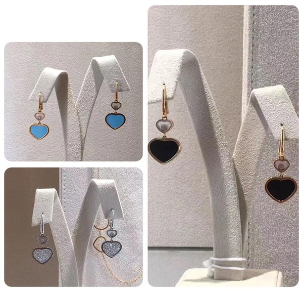 

chopardchopin plated 18k rose black agate white shellfish red jade mite love diamond earrings heartshaped luxurys designers jew2202583, Silver