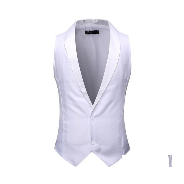 

men's suits blazers white shawl collar tuxedo vest men suit dress brand slim sleeveless waistcoat male party wedding groom gi2131, White;black
