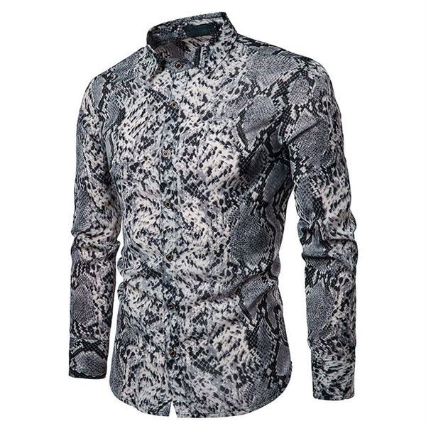 

autumn snakeskin pattern long sleeve men dress shirt good quality tuxedo slim fit christmas279w, White;black