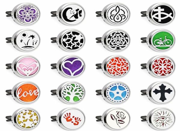 

angel on moon car air freshener 30mm aromatherapy essential oil diffuser locket vent clip with 10pcs pads color randomly1554777, Silver