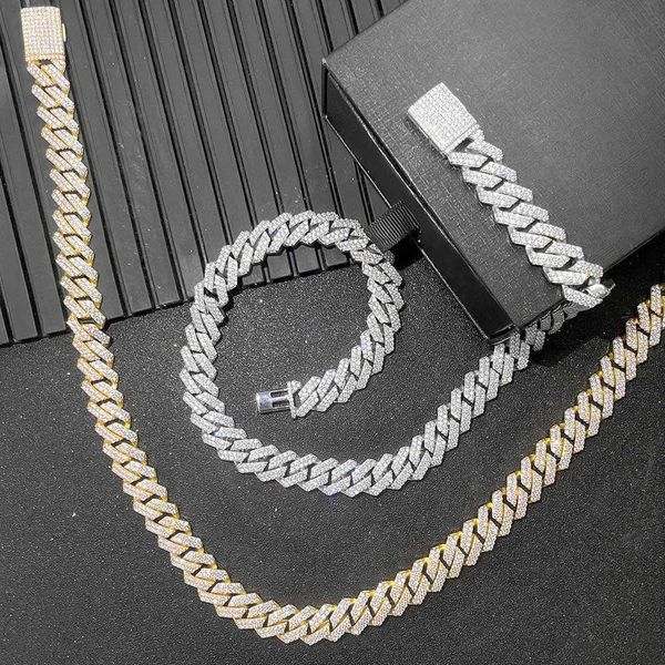 

luxury jewelry men 18k gold plated silver chain bling moissanite jewelry sterling silver 18k gold plated fashion necklace