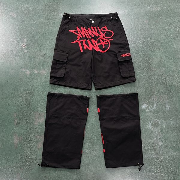 

men's pants minus two mt detachable cargo pants hiphop street dance trendy trousers highquality printed overalls mopping 230812, Black