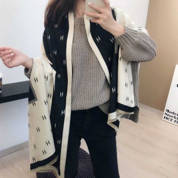 

h ermes winter and autumn scarves for sale 2023 new scarf womens korean edition versatile imitation cashmere dual purpose double sided shawl, Blue;gray