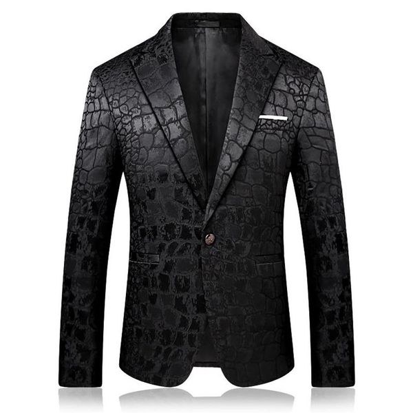 

men crocodile pattern wedding suit black blazer jacket slim fit stylish costumes stage wear for singer mens blazers designs 9006 s247e, White;black