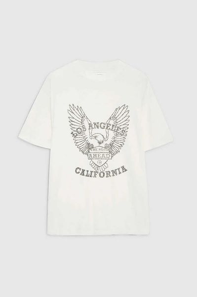 

anines bing 23 women's designer t shirt ab classic sand dot eagle printed cotton round neck women's short sleeved, White
